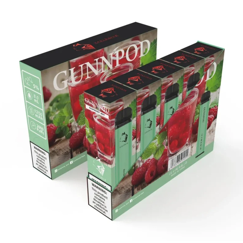 Gunpod Disposable E Cigarette 2000 Puffs Disposable Device 8ml 1250mAh Battery Huge Vapor 20 Colors Gunpod