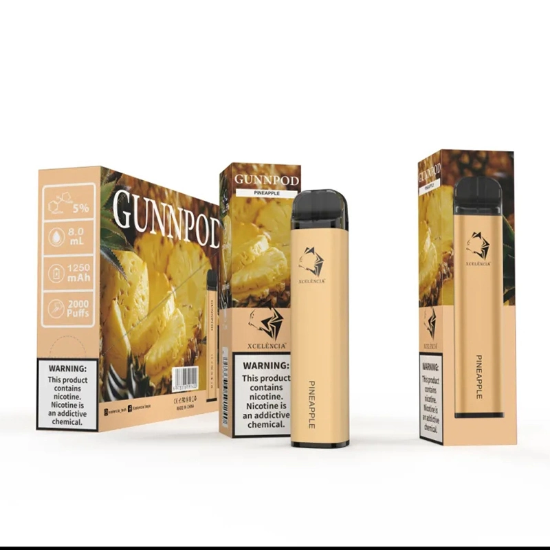 Gunpod Cigarette Disposable E-Cigarettes Device Kit 2000 Puffs 1250mAh Battery 8ml Pod Stick Vape