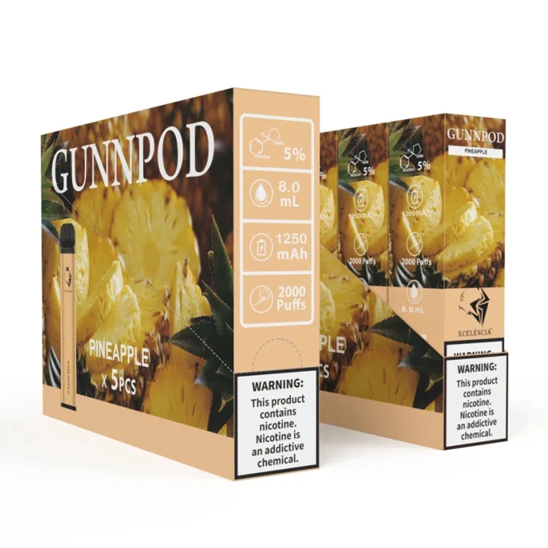 Gunpod Cigarette Disposable E-Cigarettes Device Kit 2000 Puffs 1250mAh Battery 8ml Pod Stick Vape