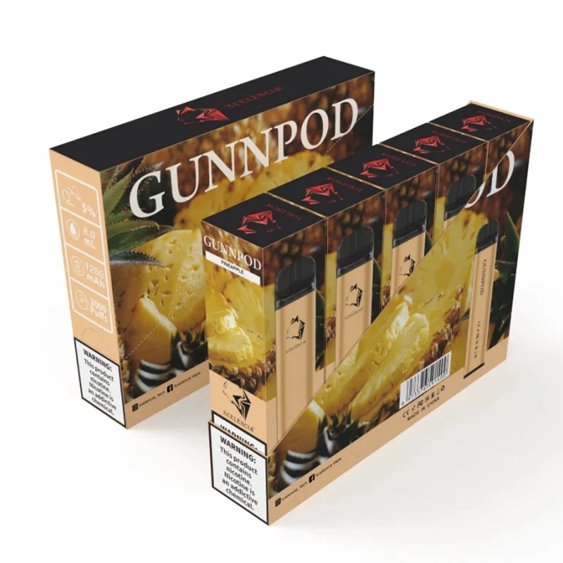 Gunpod Disposable E Cigarette 2000 Puffs Disposable Device 8ml 1250mAh Battery Huge Vapor 20 Colors Gunpod