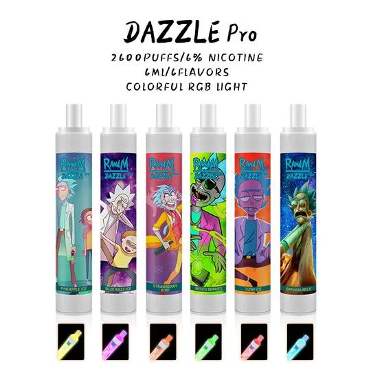 R and M Dazzle PRO 2600puffs Vape Pen Randm Dazzle PRO with Colorful RGB Light Disposable Vape Rechargeable