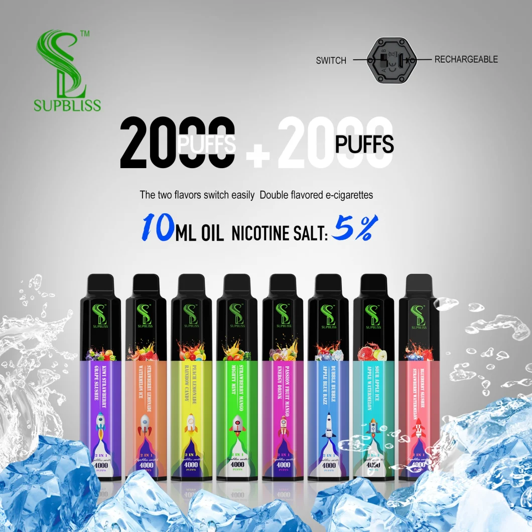 Nice Design Rechargeable Disposable E-Cigarette 4000 Puffs Supbliss Switch 2 in 1 with Double Mesh Coil